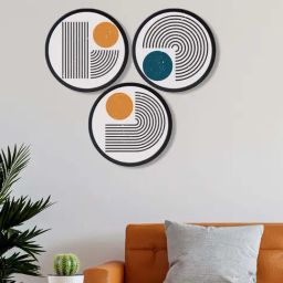 999Store Multicolor Mdf Geometric Pattern Round Wall Art - Set of 3-5