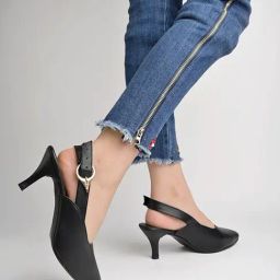 Shoetopia Women's Black Back Strap Stilettos-image-79