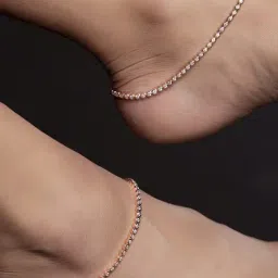 Zavya 92.5 Sterling Silver Single Solitaire Line Pair of Anklet-image-32