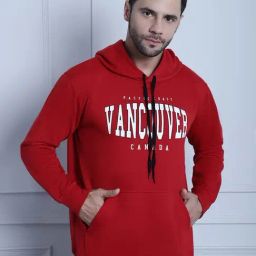 Vimal Jonney Red Regular Fit Printed Hooded Sweatshirt-43