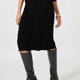 The Label Life Black Bodycon Midi Skirt-image-1