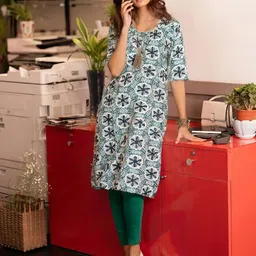 Anouk Rustic Selection Of 4 Ethnic Motifs Printed Round Neck Straight Kurtas image 2