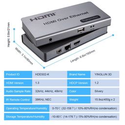 Microware 200 Meter KVM 3D HDMI Extender Cat6 KVM Over TCP/IP HDMI Extension Cable Ultra Clarity 2. 0 with Ethernet Up to 390ft Support 3D Full HD 1080P 2Pack with Sender and Receiver image 3