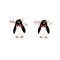 mrcuff Penguin Black White Tuxedo Cufflinks & Studs Formal Set in Presentation Gift Box & Polishing Cloth image 3