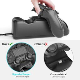 generic Dual Charging Dock Compatible with Ps-4 Wireless Controller, Store & Charger Controller Ps4/Slim/Pro for Cellular Phones (Black) image 2