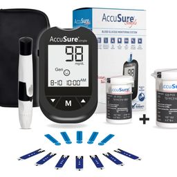 AccuSure Simple Digital Glucometer Kit | With 25 + 50 (Additional) Strips,10 Lancet,1 Lancing device for Accurate Blood Glucose Sugar Testing Machine image 1