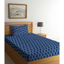 Arrabi Single Bed Cotton Bedsheet and Pillow Cover  Blue-image-16