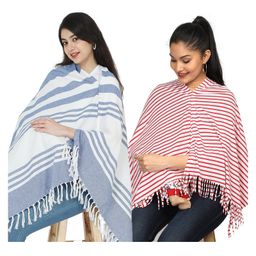 Nene Mother's Multi-Purpose Large Size Nursing Feeding Scarf Wrap Stole Stripes Pack of 2 - Multicolor-image-80
