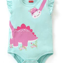 Babyhug 100% Cotton Knit Sleeveless Onesies with Dino Print - Blue-image-34
