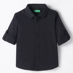 UCB Cotton Woven Full Sleeves SolidShirt - Black-picture-7