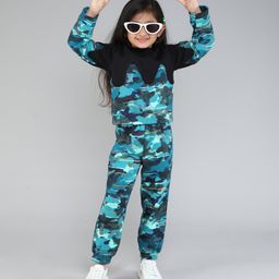 Taffykids Full Sleeves Colour  Blocked Abstract Printed Sweatshirt & Joggers Set - Multi Colour-image-96