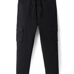 Pine Kids Denim Full Length Washed Jeans with Pockets - Black-picture-5