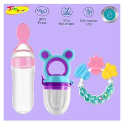 Joy Buzz Baby Food Feeder Nibbler & Rattle Teether Combo - Multicolor-27