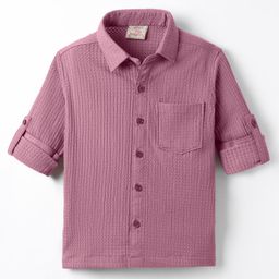 Rikidoos Full Sleeves Textured Shirt - Onion Pink-image-92