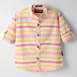 Rikidoos Full Sleeves Striped Shirt - Yellow & Pink-image-86