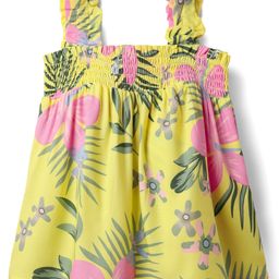 Babyhug Rayon Woven Sleeveless Top with Smocking & Floral Print - Yellow-image-79