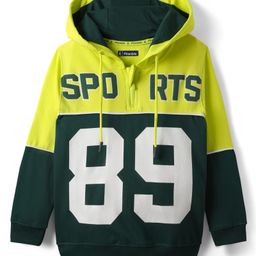 Pine Kids Cotton Knit Full Sleeves Hooded Sweatshirt With Number Print - Lime & Dark Green-image-90