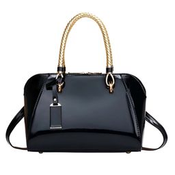 SYGA Women's Shell Handbag One-Shoulder Crossbody Bag with Golden Handle (Black)-image-37