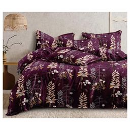 BhaiJi Bedsheets 220 TC Glace Cotton Bed Sheet XXXL King Size 10 Feet Bedsheet 107x120 Inch Without Joints With 2 Pillow covers - Wine Botanical-image-121