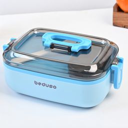 Von Casa Lunch Box with Spoon ,500 ml ,Blue ,Rectangular Shape-image-50