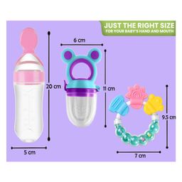 Joy Buzz Baby Food Feeder Nibbler & Rattle Teether Combo - Multicolor image 3