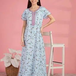 9shines Label Women Embroidered Maxi Nightdress-image-89