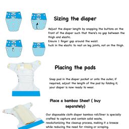 DUMBLEDO Premium Cloth Diaper with Leak-Proof, Absorbent 6-layer Black Insert - Dryfeel with Comfortable Fit for 3 Months to 3 Years, Pack of 2 image 4