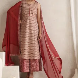 Khushal K Women Floral Printed Regular Pure Cotton Kurta with Palazzos & With Dupatta-51