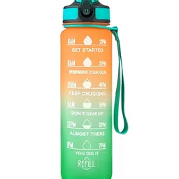 Caspian Green & Orange Single Plastic Printed Water Bottle 1000ml-image-94