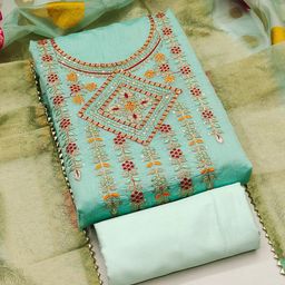 SAINOOR Floral Embroidered Gotta Patti Chanderi Modal Cotton Unstitched Dress Material-picture-16