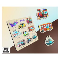 Enorme Mini Wooden Monuments and Vehicles Puzzle with Knobs Multicolour - 17 Pieces image 5