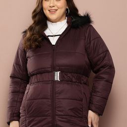 Sztori Plus Size Longline Hooded Parka Jacket Comes With Belt-image-10