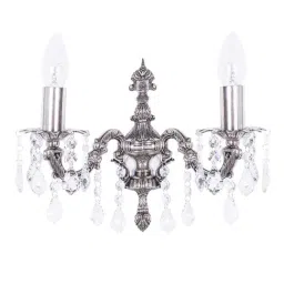 Fos Lighting Dainty English Silver Antique Crystal Double Wall Sconce - Set of 1-image-97