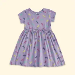 Pantaloons Junior Lilac Cotton Printed Dress-picture-0