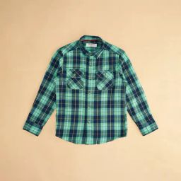 Pantaloons Junior Green & Navy Checks Full Sleeves Shirt-image-41