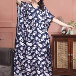 Claura Women Printed Maxi Nightdress-image-82
