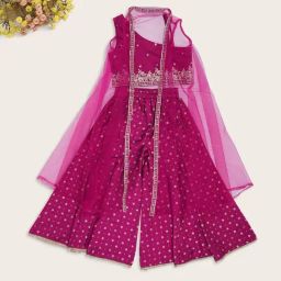 Akkriti by Pantaloons Girls Grape Wine Embroidery Suit Set-picture-6