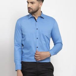 Jainish Light-Blue Cotton Regular Fit Shirt-image-43