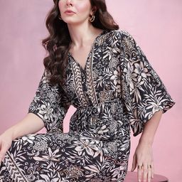 DressBerry Printed Kimono Sleeves Kaftan Midi Dress-image-96