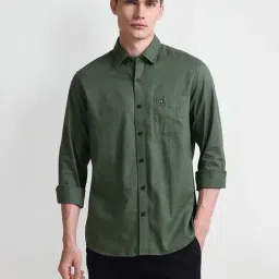 Arrow Green Cotton Regular Fit Solid Shirt-picture-16