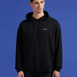 Pepe Jeans Black Cotton Loose Fit Printed Hooded Sweatshirt-image-58