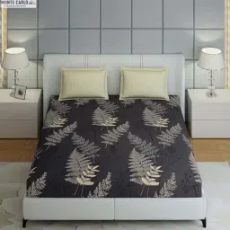 Monte Carlo Ramona Dark Grey Cotton 210 TC Queen Bedsheet with 2 Pillow Covers-picture-19