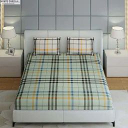 Monte Carlo Ramona Green Cotton 210 TC Queen Bedsheet with 2 Pillow Covers-image-36