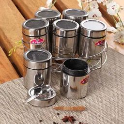 Aristo Silver Stainless Steel Storage Containers with Base Stand - Set of 7-43