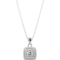 Silvermist 925 Sterling Silver Cushion Diamond Chain Pendant for Women & Girls-image-81