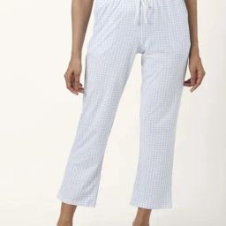 Dreamz by Pantaloons White Blue Cotton Chequered Pyjamas-image-47