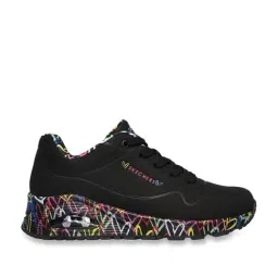 Skechers Women's UNO - LOVING LOVE Black Lifestyle Lace Up Shoe-image-83