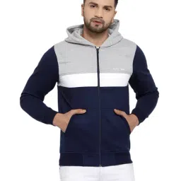 Kalt Navy & Light Grey Full Sleeves Hooded Sweatshirt-48