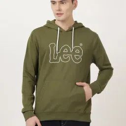 Lee Olive Full Sleeves Hooded Sweatshirt-picture-18