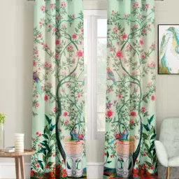 SEJ by Nisha Gupta Mint Green Polyester 7 Ft. Door Curtain - Set of 2-19